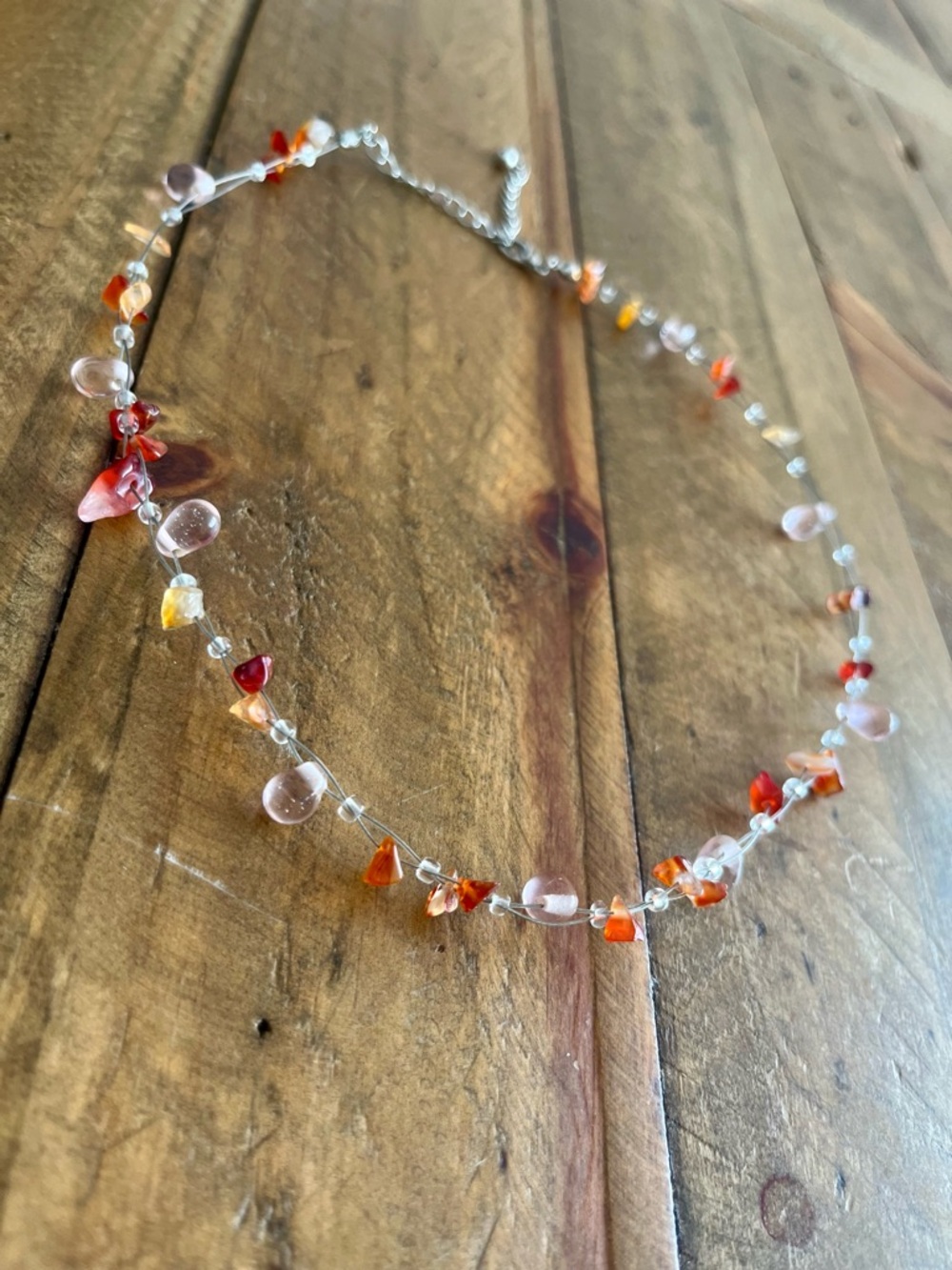 Delicate Beaded Necklace – Warm Tones Adjustable 17–20”